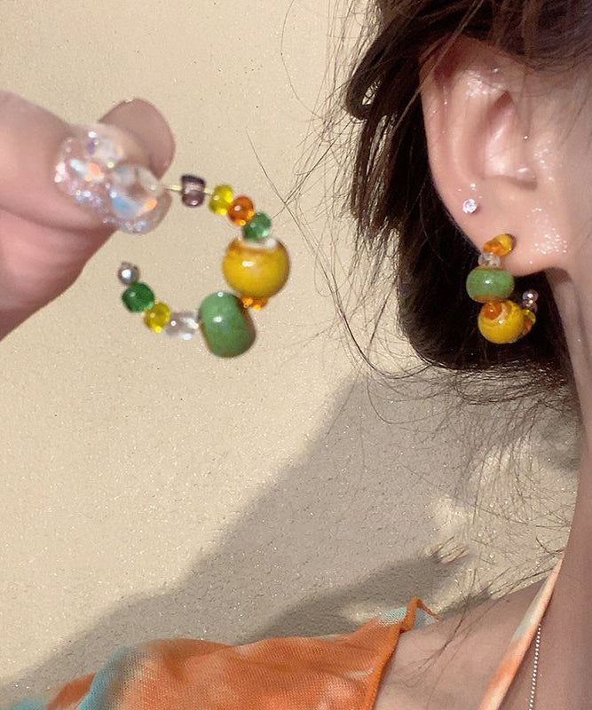 Magnifiques boucles d'oreilles créoles en perles de cuivre arc-en-ciel - TrendAura