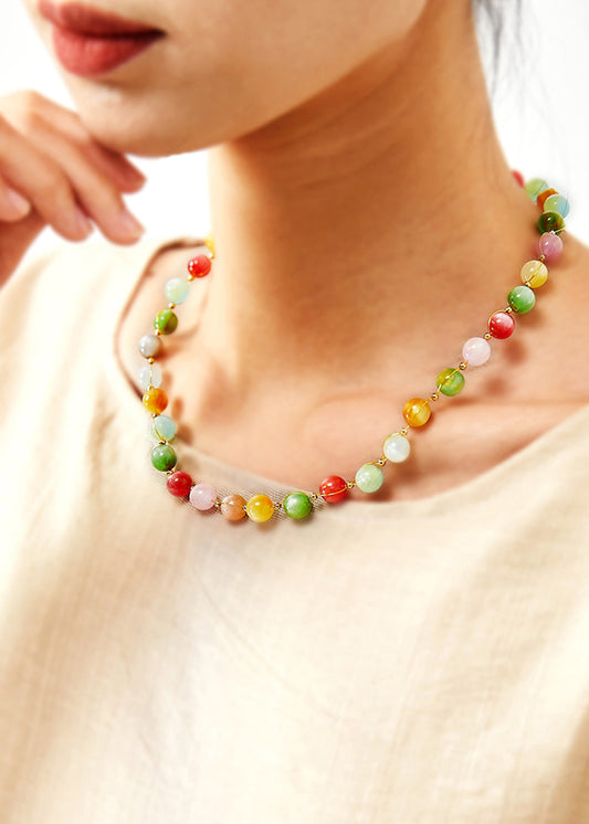 Magnifique collier de princesse en jade arc-en-ciel - TrendAura