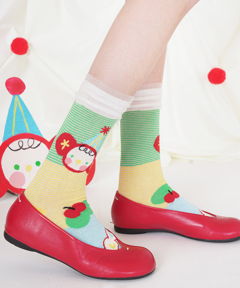 Chaussettes mi-mollet fines et respirantes à motifs de dessins animés - TrendAura