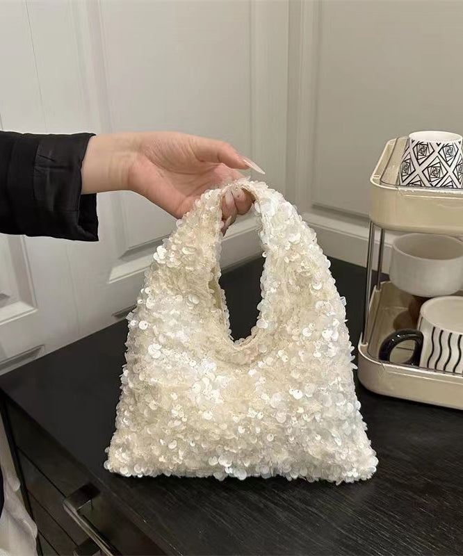 Magnifique sac fourre-tout à paillettes blanches pour femme - TrendAura
