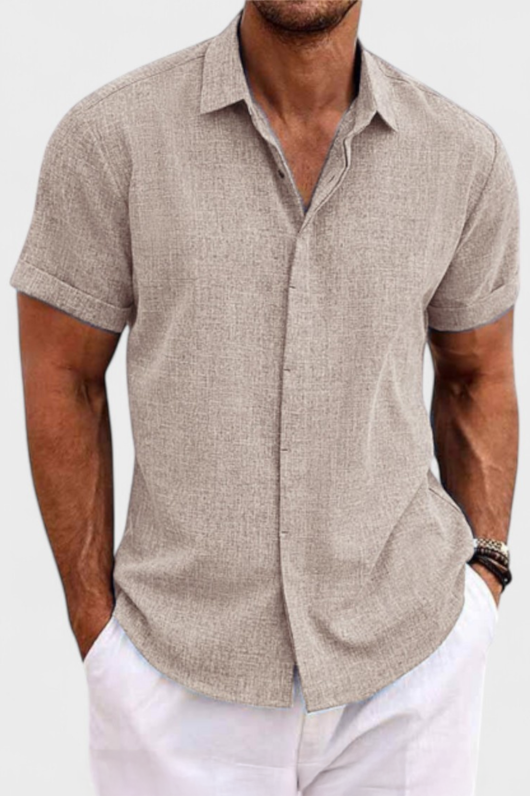 Men's Casual Short Sleeve Shirt Button Up Lightweight Breathable Regular Fit Essential