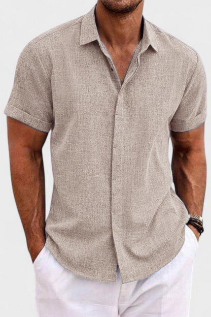 Men's Casual Short Sleeve Shirt Button Up Lightweight Breathable Regular Fit Essential