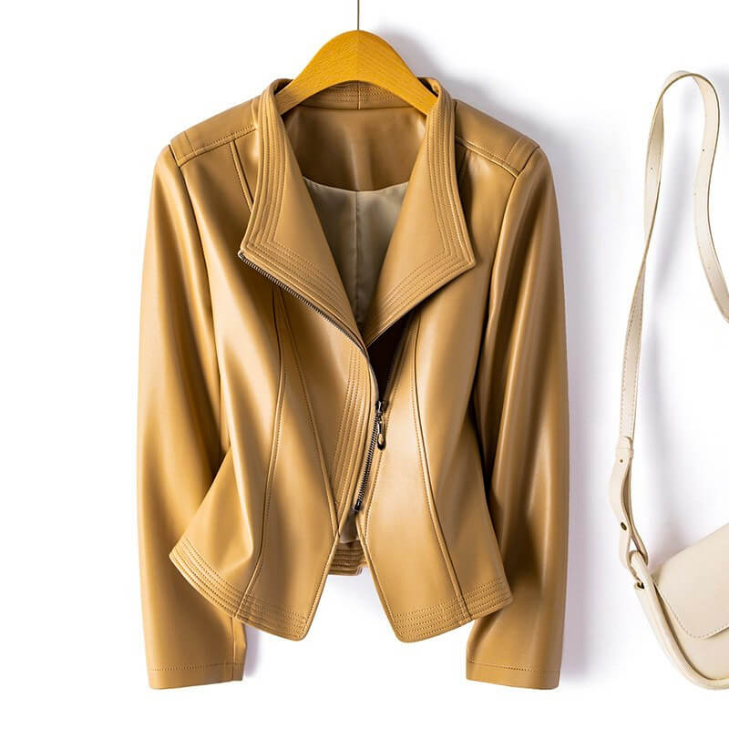 TrendAura Sophie Vegan Leather Jacket For Women Elegant Structured Fit Modern Chic