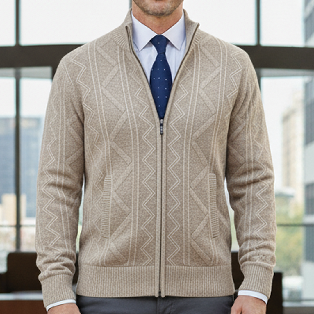 Luke Business Cardigan By TrendAura Breathable Zip Up Knit For Professional Office And All Day Comfort