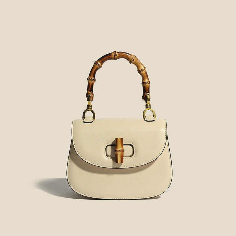 Sophie Leather Bag With Bamboo Handle Elegant Timeless Structured Design For Stylish Women