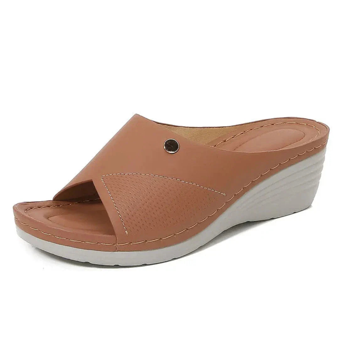 Bella Open-Toe Wedge Slip-On Sandals