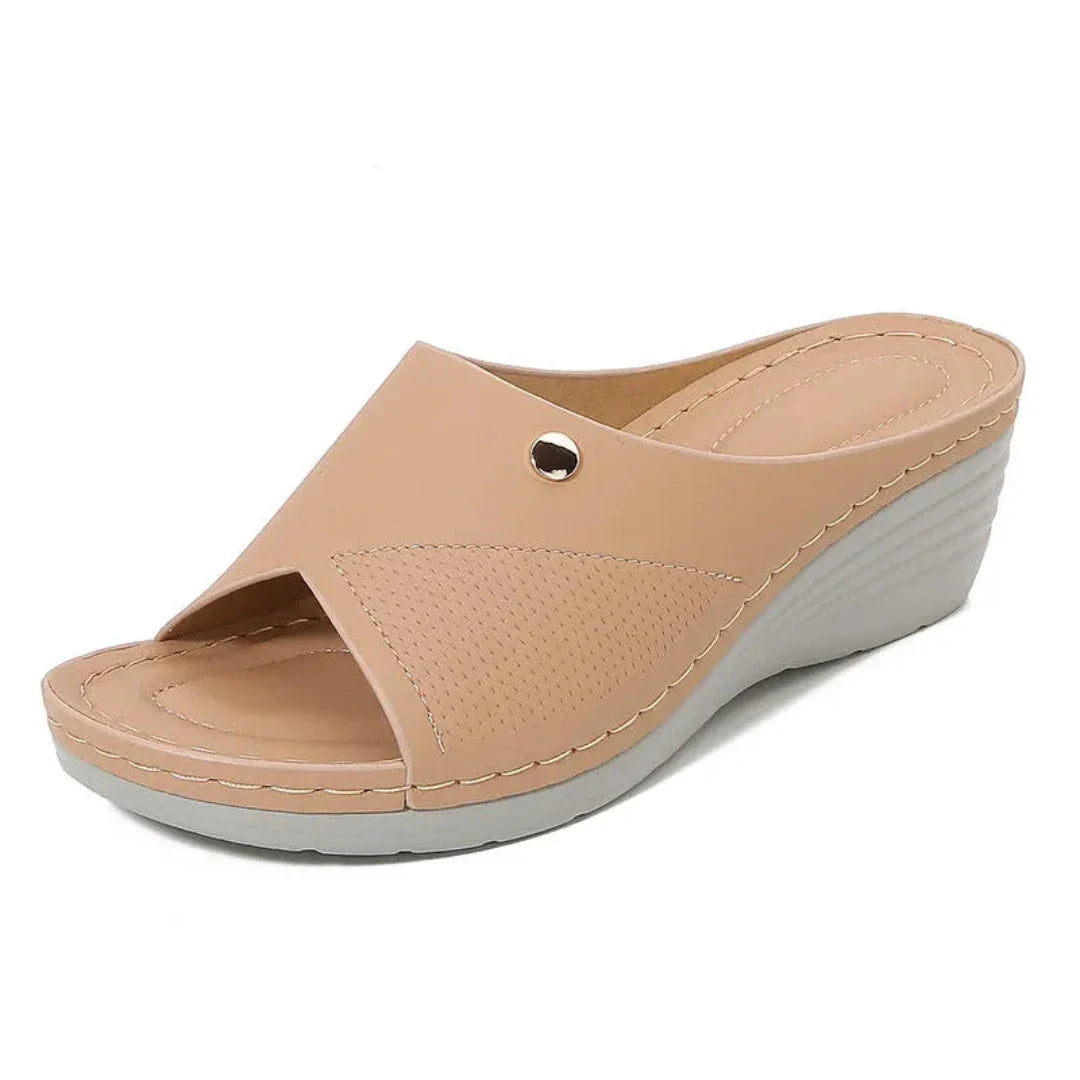 Bella Open-Toe Wedge Slip-On Sandals