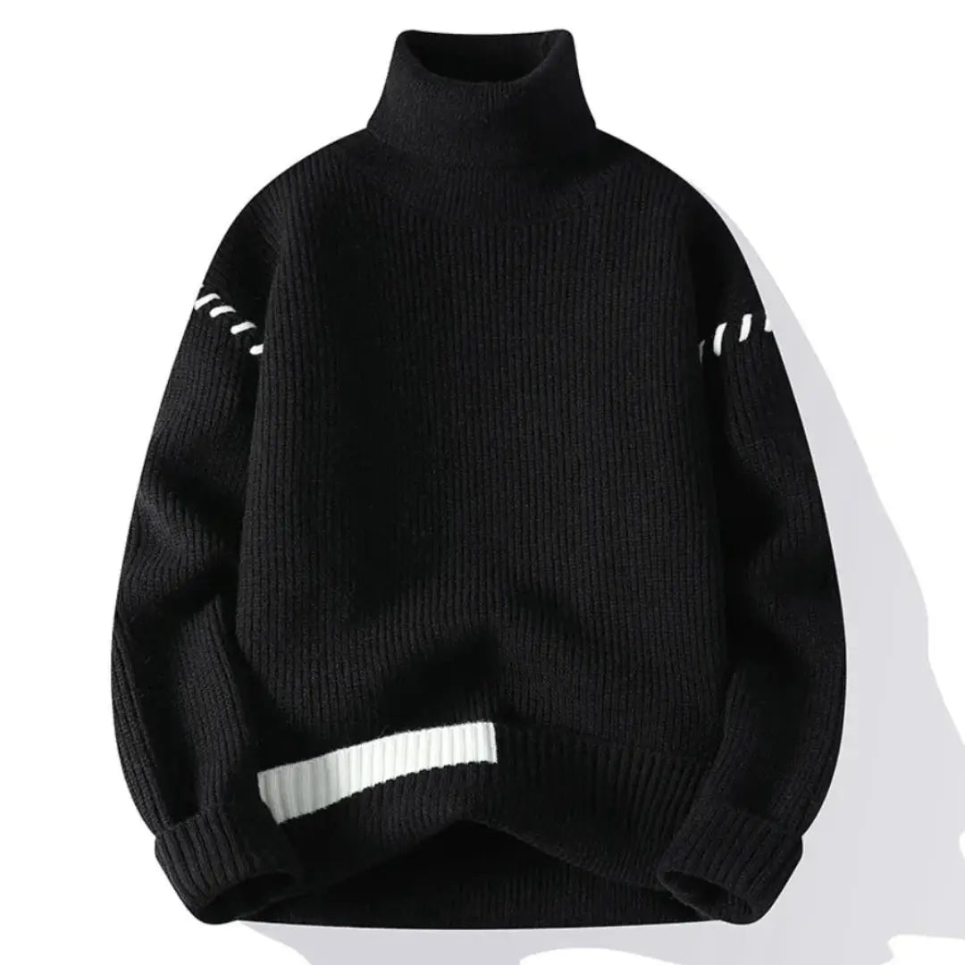 White Benedict Knit Sweater With Cozy Turtleneck And Patchwork Design For Autumn And Winter Warmth