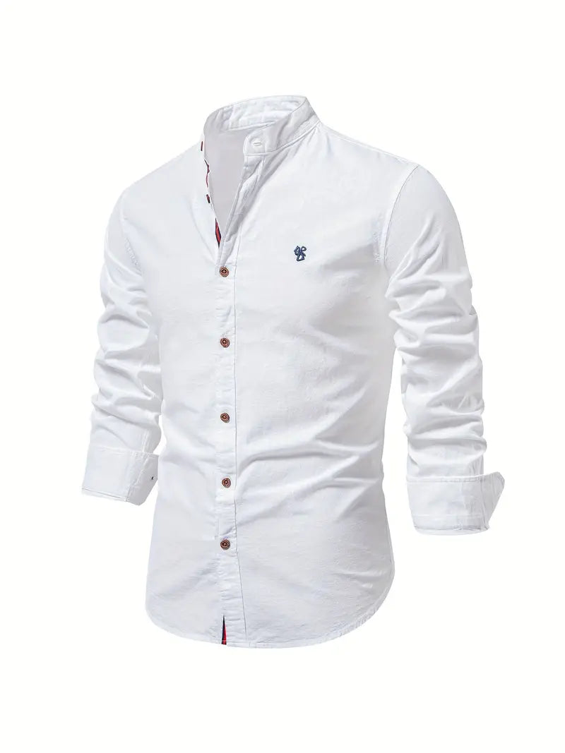 James Slim Fit Cotton Shirt For Men Green Button Front Dress Shirt Breathable Comfort For Spring And Summer