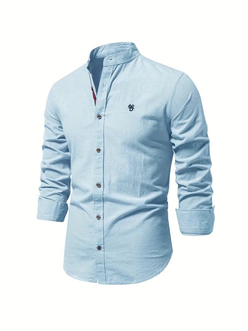 James Slim Fit Cotton Shirt For Men Green Button Front Dress Shirt Breathable Comfort For Spring And Summer