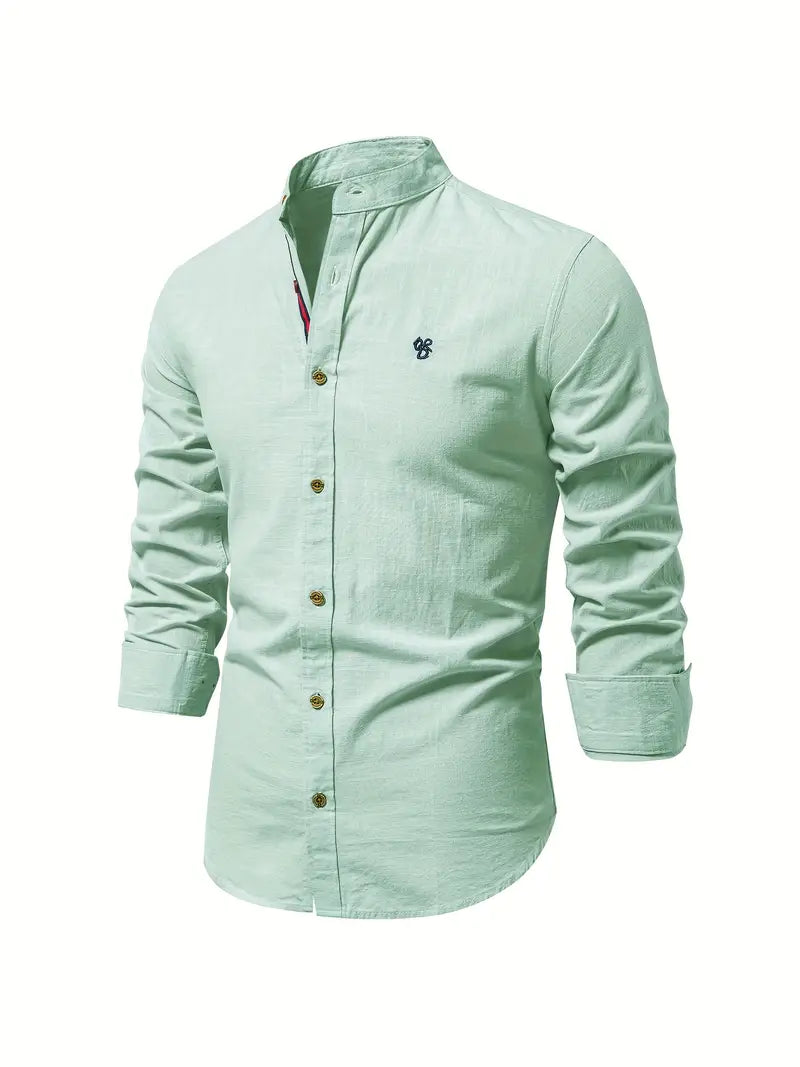 James Slim Fit Cotton Shirt For Men Green Button Front Dress Shirt Breathable Comfort For Spring And Summer