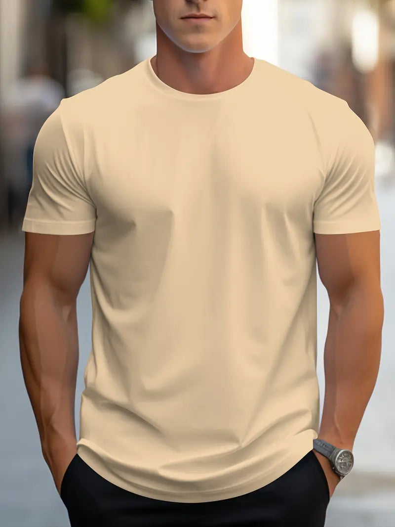 Owen Men's Plain Cotton T Shirt Versatile Everyday Essential for Casual Style Perfect Gift