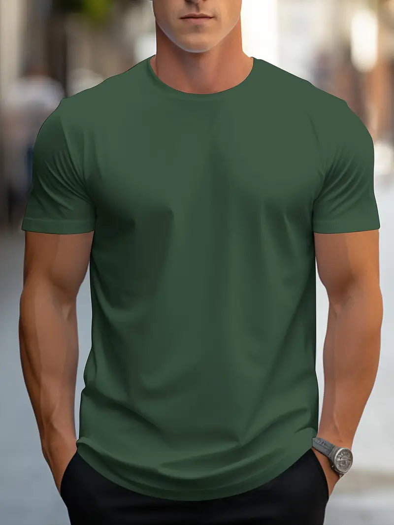 Owen Men's Plain Cotton T Shirt Versatile Everyday Essential for Casual Style Perfect Gift