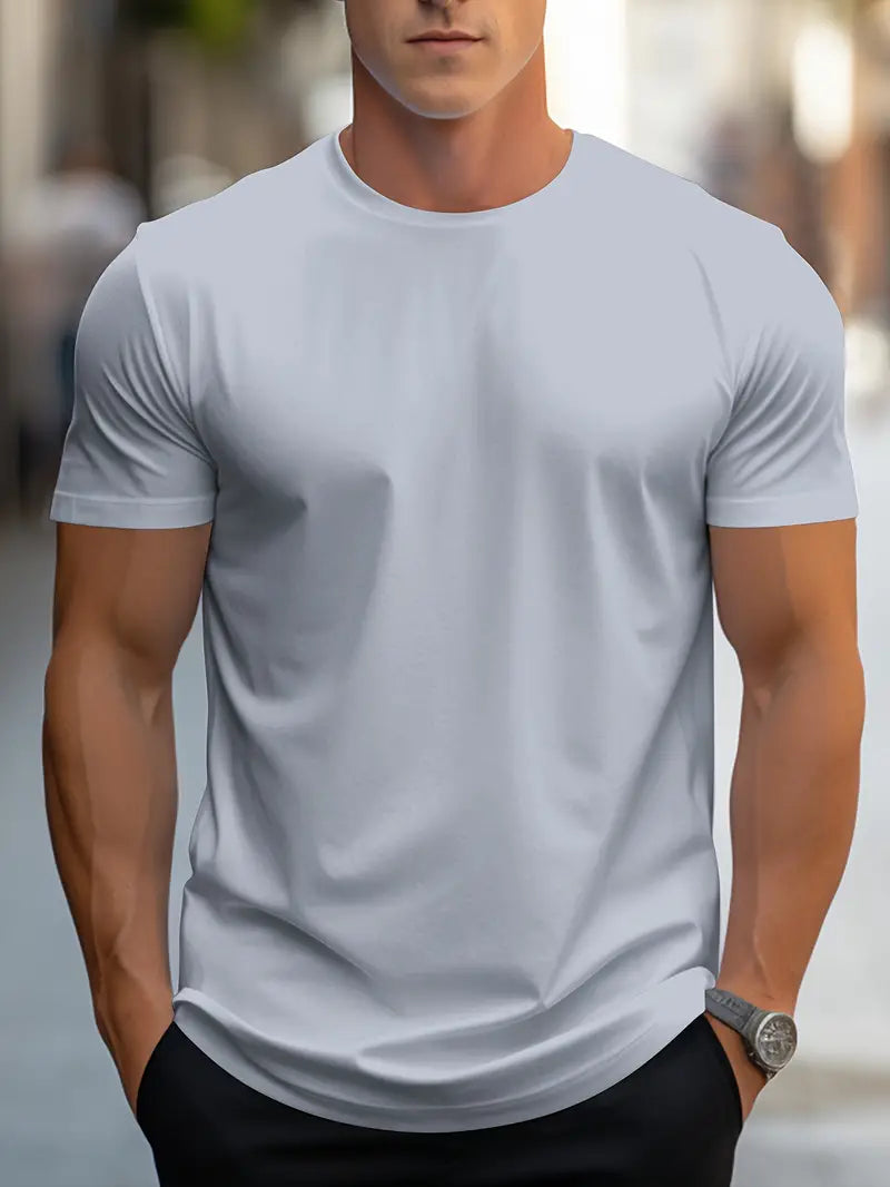 Owen Men's Plain Cotton T Shirt Versatile Everyday Essential for Casual Style Perfect Gift