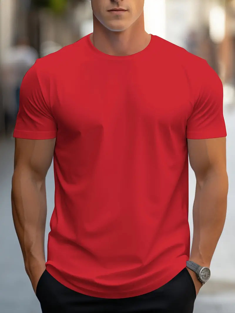Owen Men's Plain Cotton T Shirt Versatile Everyday Essential for Casual Style Perfect Gift