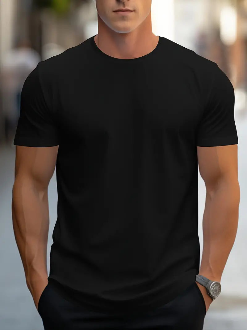 Owen Men's Plain Cotton T Shirt Versatile Everyday Essential for Casual Style Perfect Gift