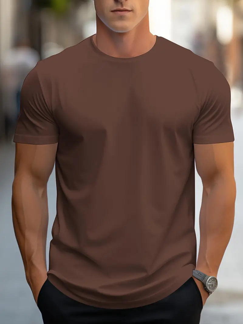 Owen Men's Plain Cotton T Shirt Versatile Everyday Essential for Casual Style Perfect Gift