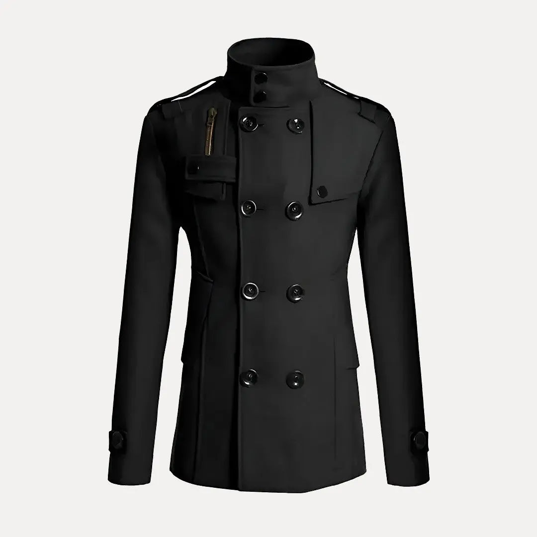Bennett Classic Mens Trench Coat Double Breasted Wool Blend Winter Outerwear For Work Or Travel