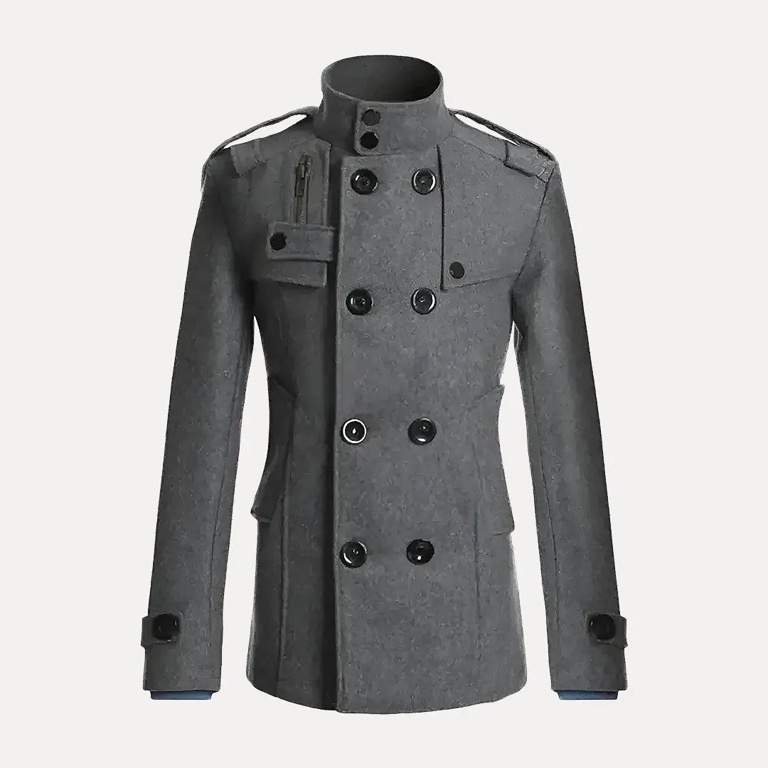 Bennett Classic Mens Trench Coat Double Breasted Wool Blend Winter Outerwear For Work Or Travel