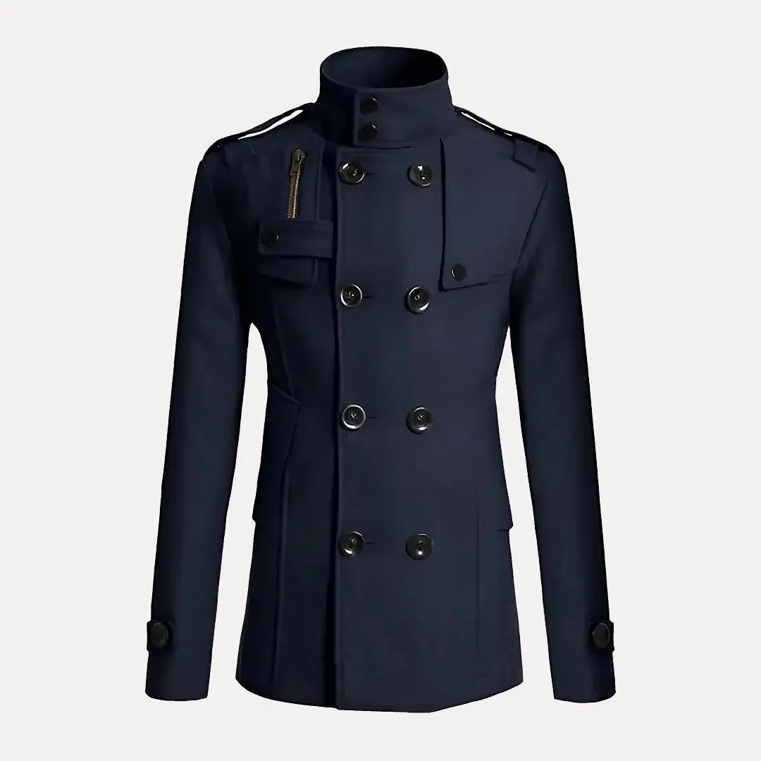 Bennett Classic Mens Trench Coat Double Breasted Wool Blend Winter Outerwear For Work Or Travel