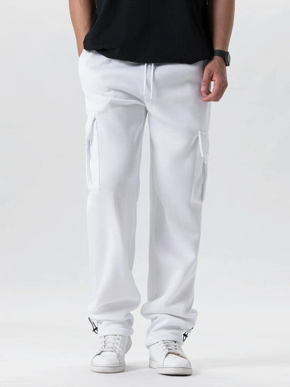 Comfortable men's jogging pants with straight cut and drawstring