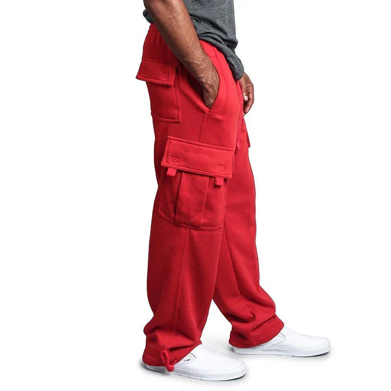 Comfortable men's jogging pants with straight cut and drawstring