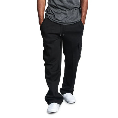 Comfortable men's jogging pants with straight cut and drawstring
