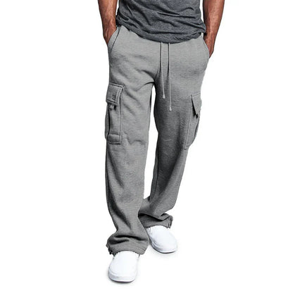 Comfortable men's jogging pants with straight cut and drawstring