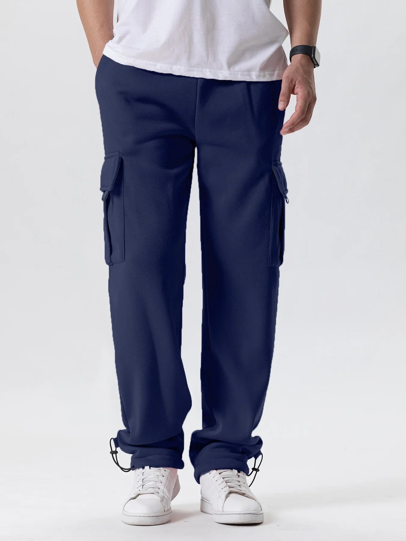 Comfortable men's jogging pants with straight cut and drawstring