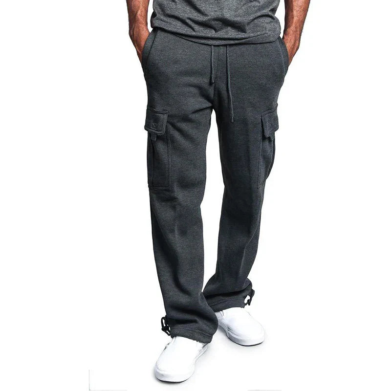 Comfortable men's jogging pants with straight cut and drawstring