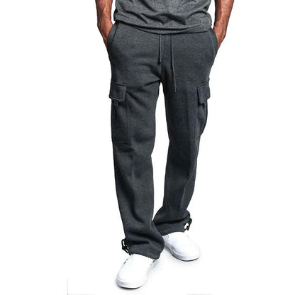Comfortable men's jogging pants with straight cut and drawstring