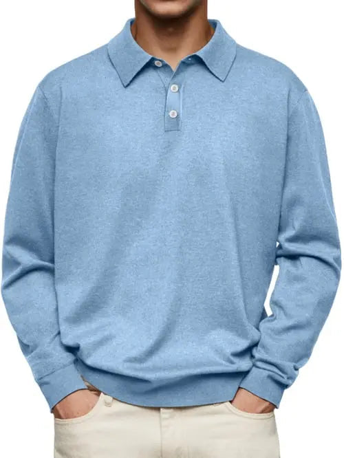 Comfortable long-sleeve polo shirt men