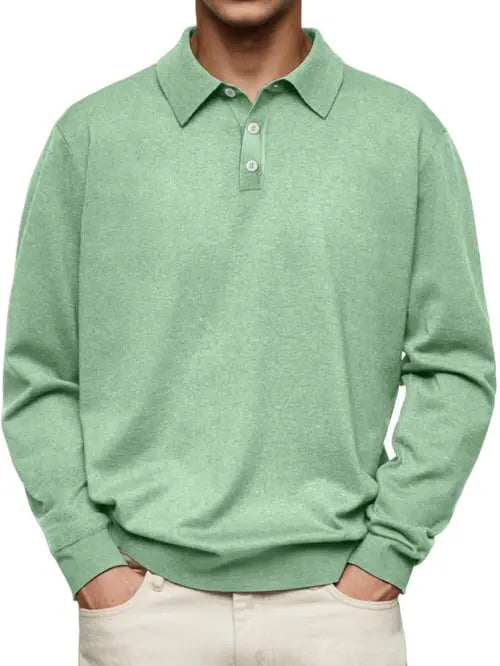 Comfortable long-sleeve polo shirt men