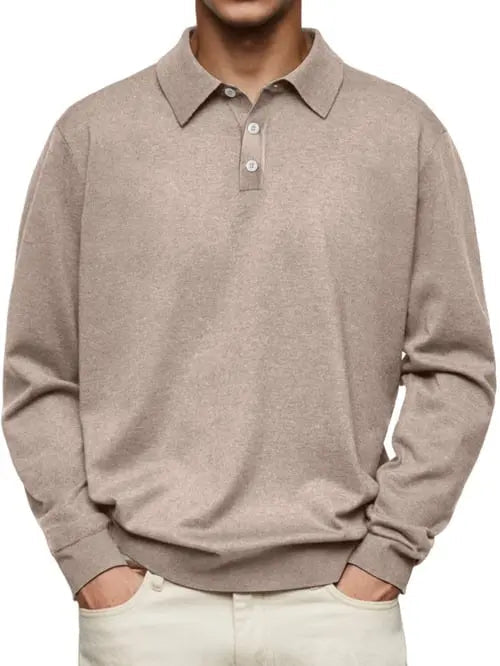 Comfortable long-sleeve polo shirt men