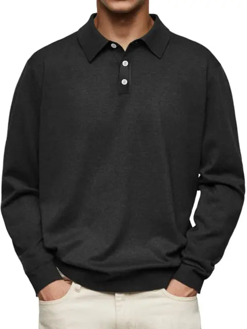 Comfortable long-sleeve polo shirt men