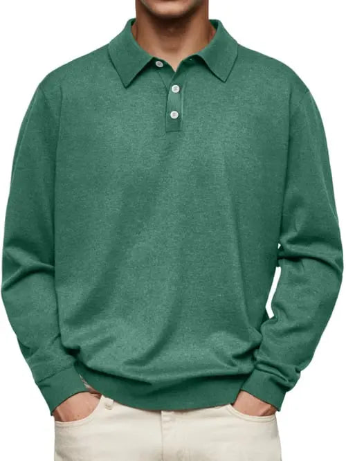 Comfortable long-sleeve polo shirt men
