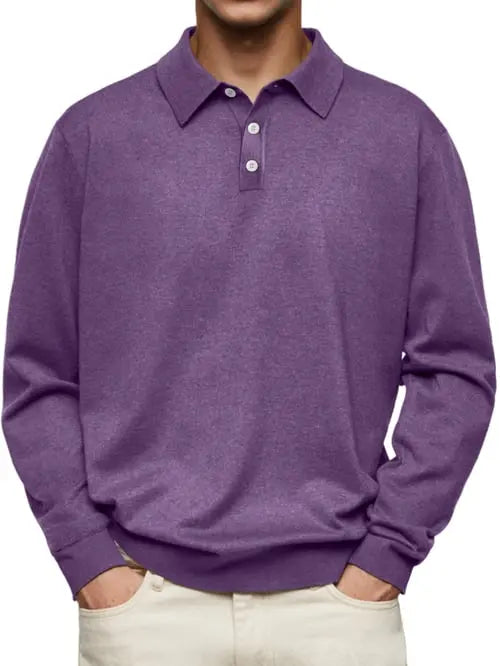 Comfortable long-sleeve polo shirt men