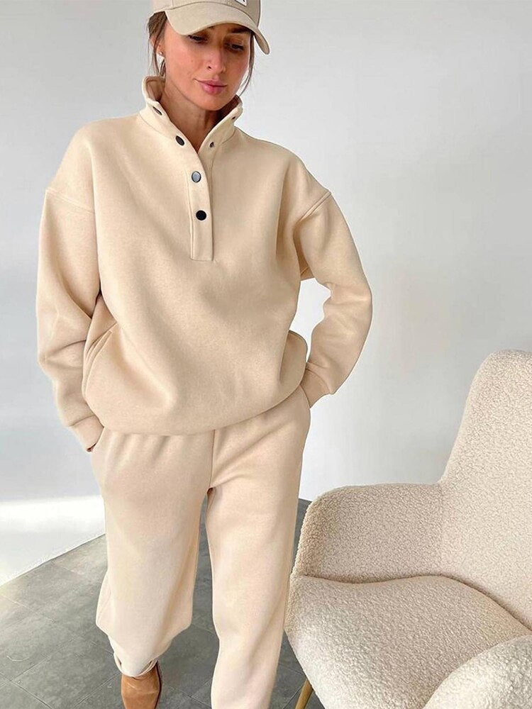 Comfortable Oversized Fleece Jogging Set for Women
