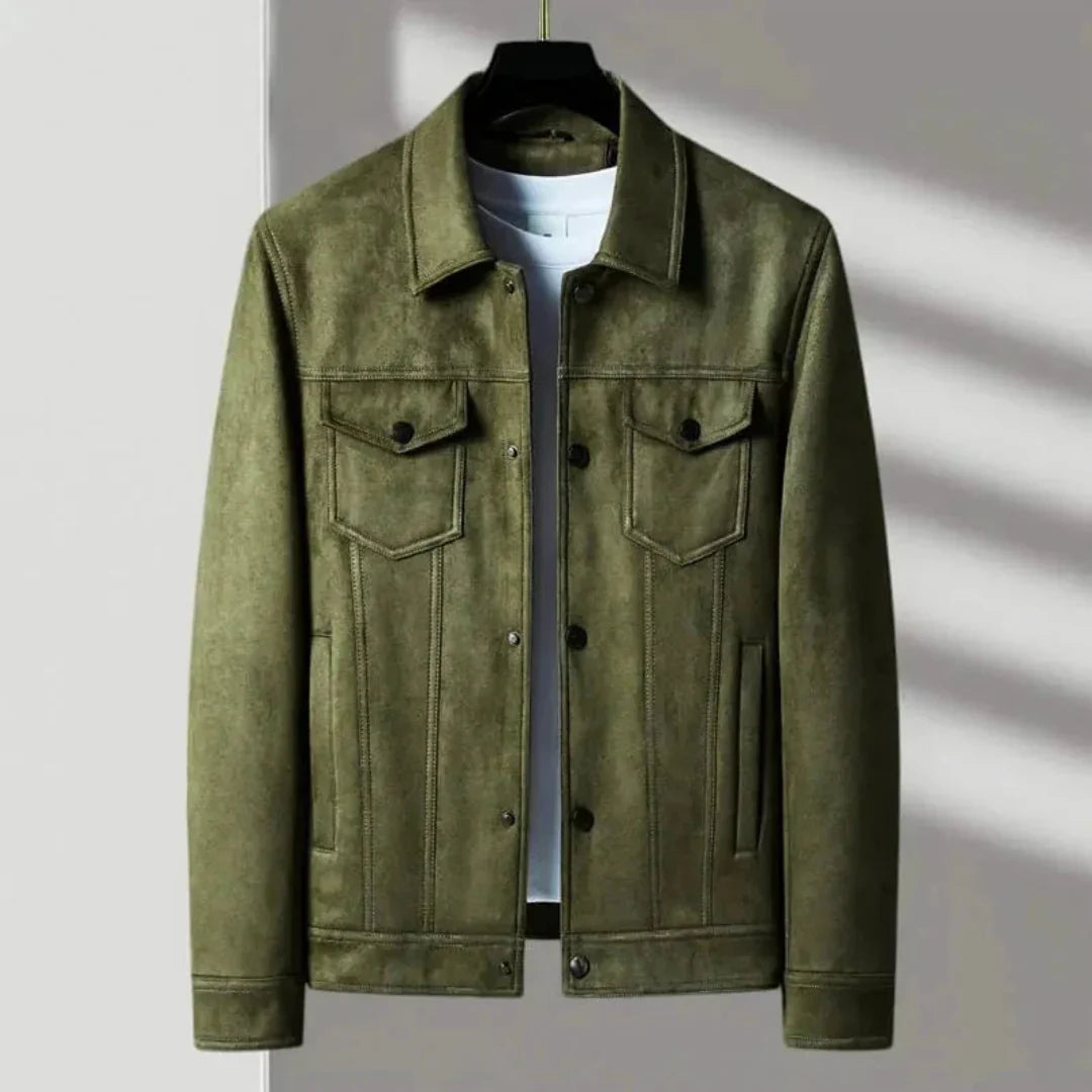 Waylynn Men's Vintage Suede Jacket With Button Front Chest Pockets And Tailored Silhouette
