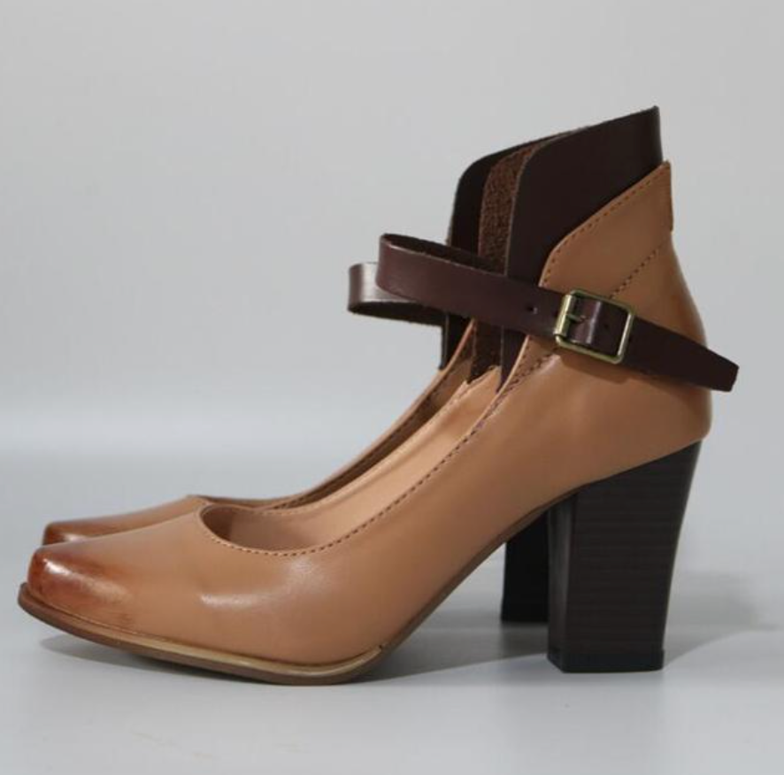 Women's Heel Sandals with Straps and Adjustable Buckle