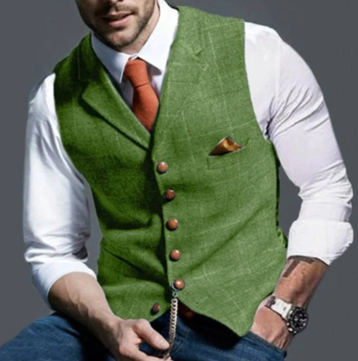 Men's Vintage Vest With Lapel Collar Tailored Classic Style For Formal And Smart Casual Wear