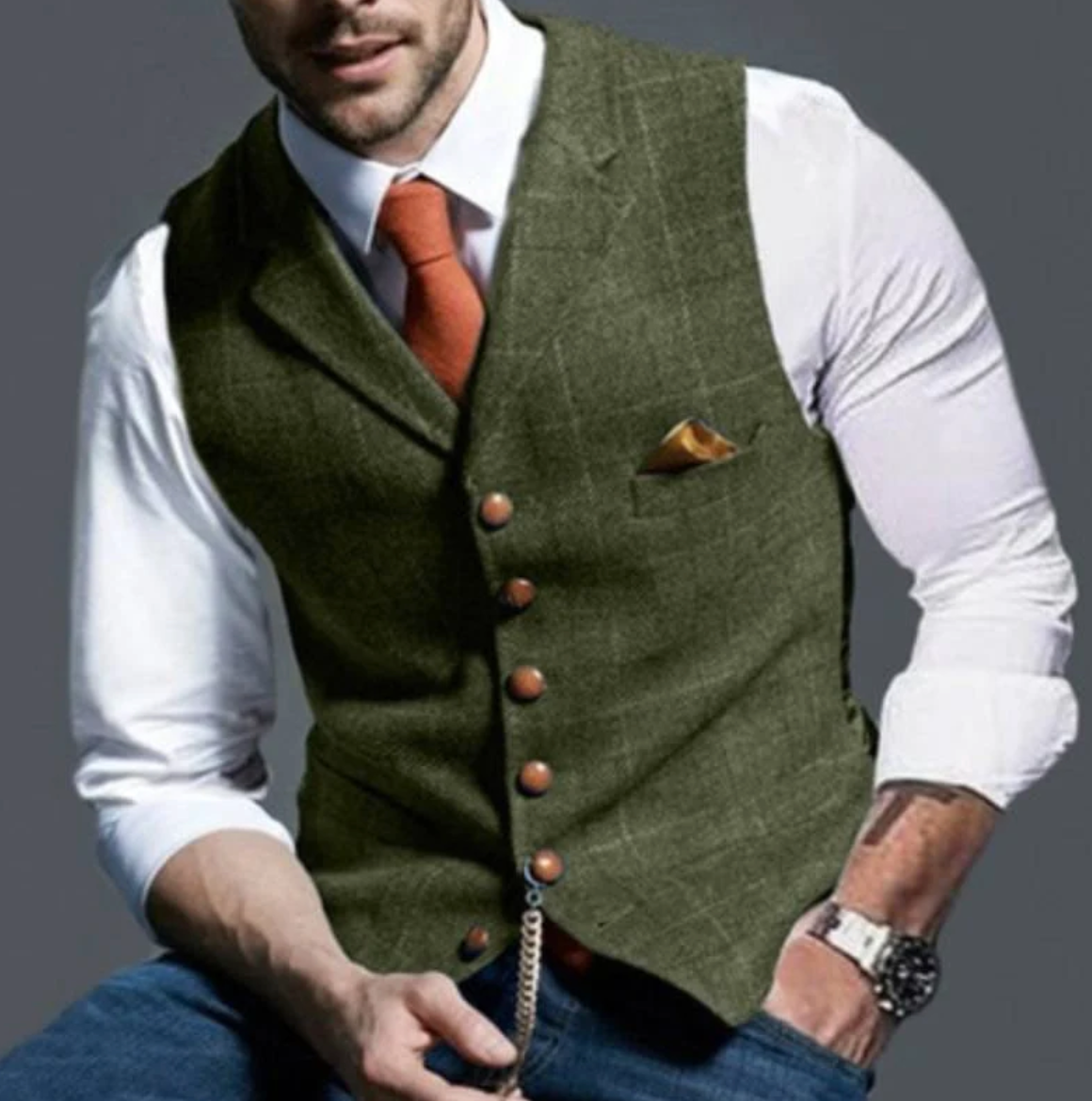 Men's Vintage Vest With Lapel Collar Tailored Classic Style For Formal And Smart Casual Wear