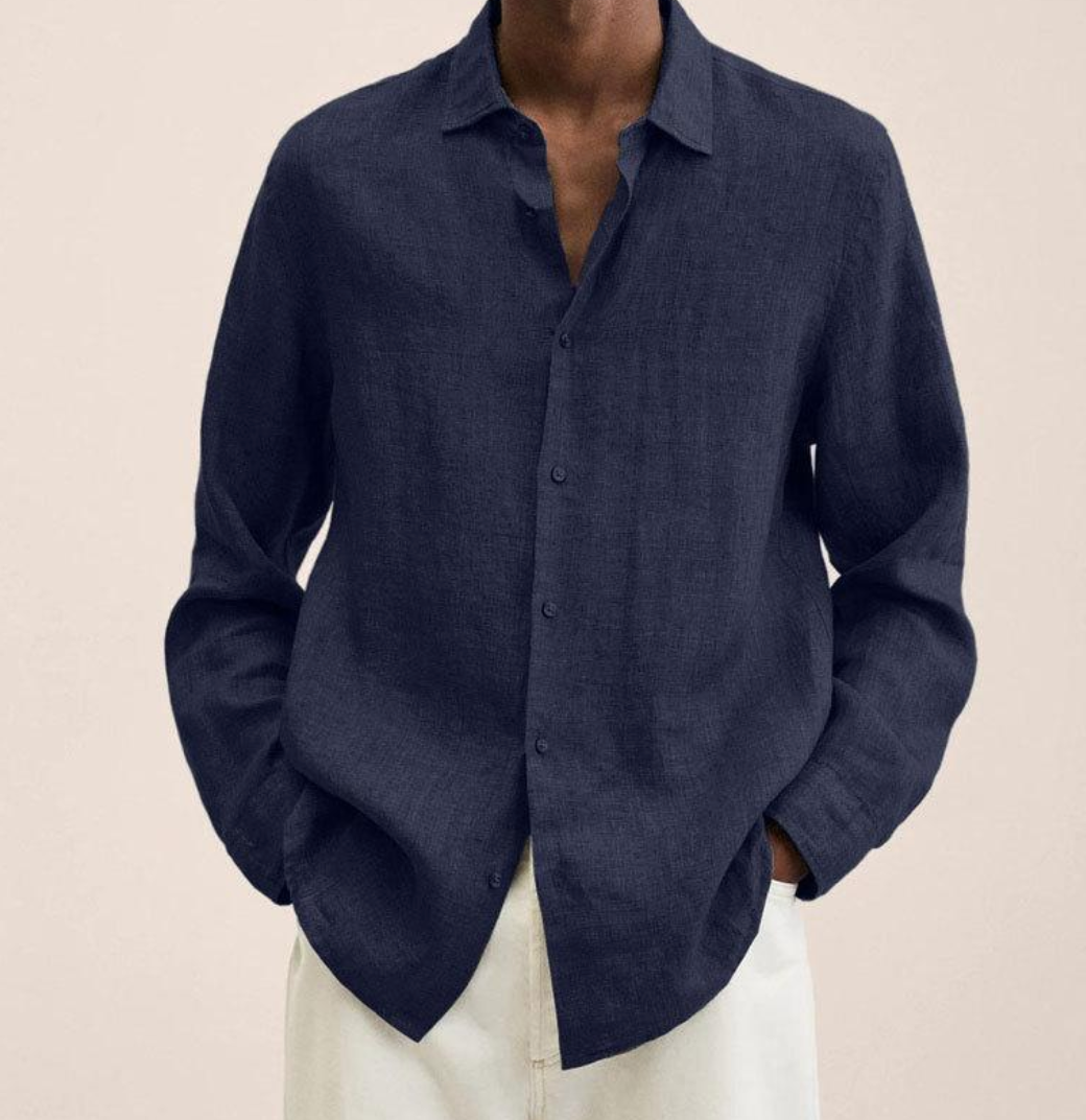 Vero Amsterdam Linen Shirt For Men Tailored Fit Breathable Comfort Classic Collar Chest Pocket Versatile Summer Essential