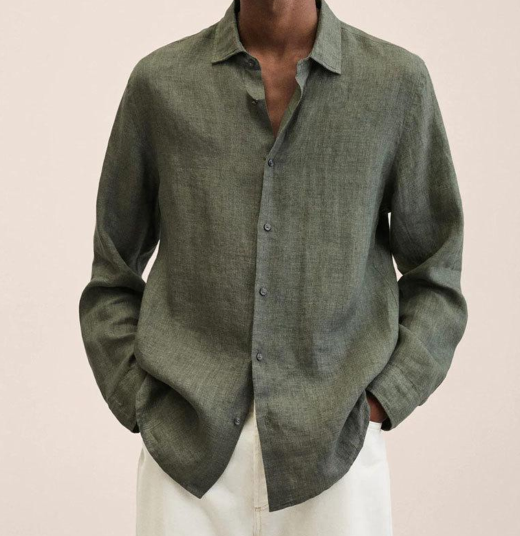 Vero Amsterdam Linen Shirt For Men Tailored Fit Breathable Comfort Classic Collar Chest Pocket Versatile Summer Essential