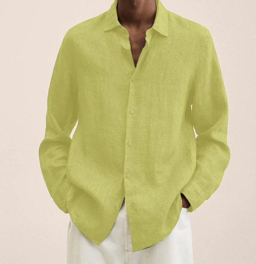 Vero Amsterdam Linen Shirt For Men Tailored Fit Breathable Comfort Classic Collar Chest Pocket Versatile Summer Essential