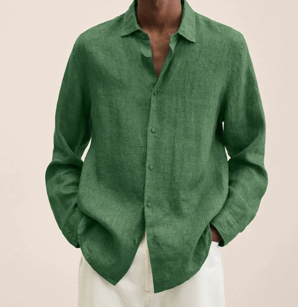 Vero Amsterdam Linen Shirt For Men Tailored Fit Breathable Comfort Classic Collar Chest Pocket Versatile Summer Essential