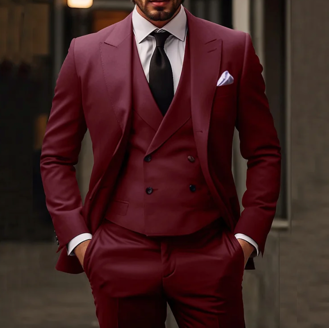 MAEL Slim-Fit 3-Piece Suit For Men With Confidence And Style Featuring Well-Fitted Jacket Tailored Vest Slim Trousers