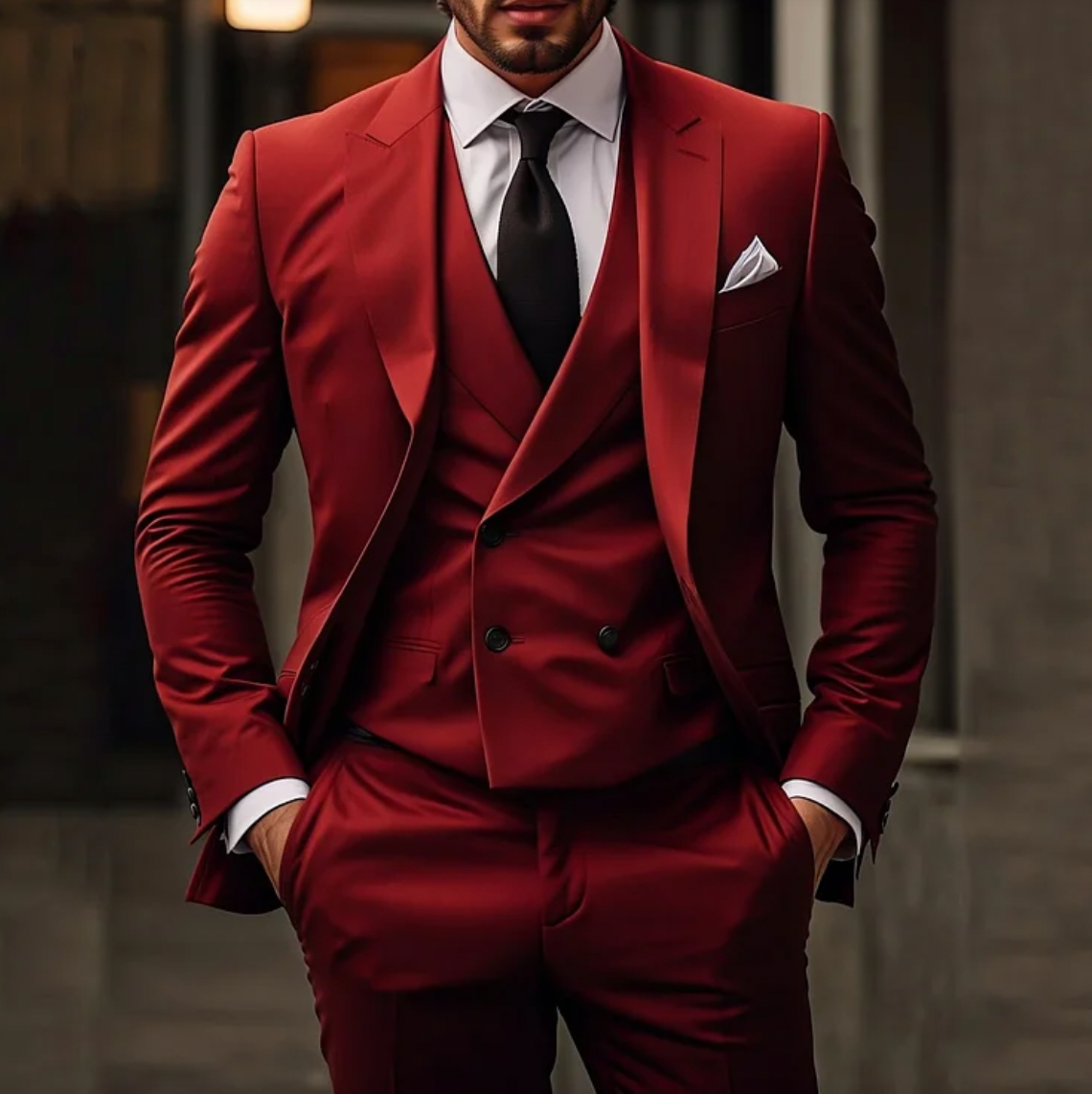 MAEL Slim-Fit 3-Piece Suit For Men With Confidence And Style Featuring Well-Fitted Jacket Tailored Vest Slim Trousers