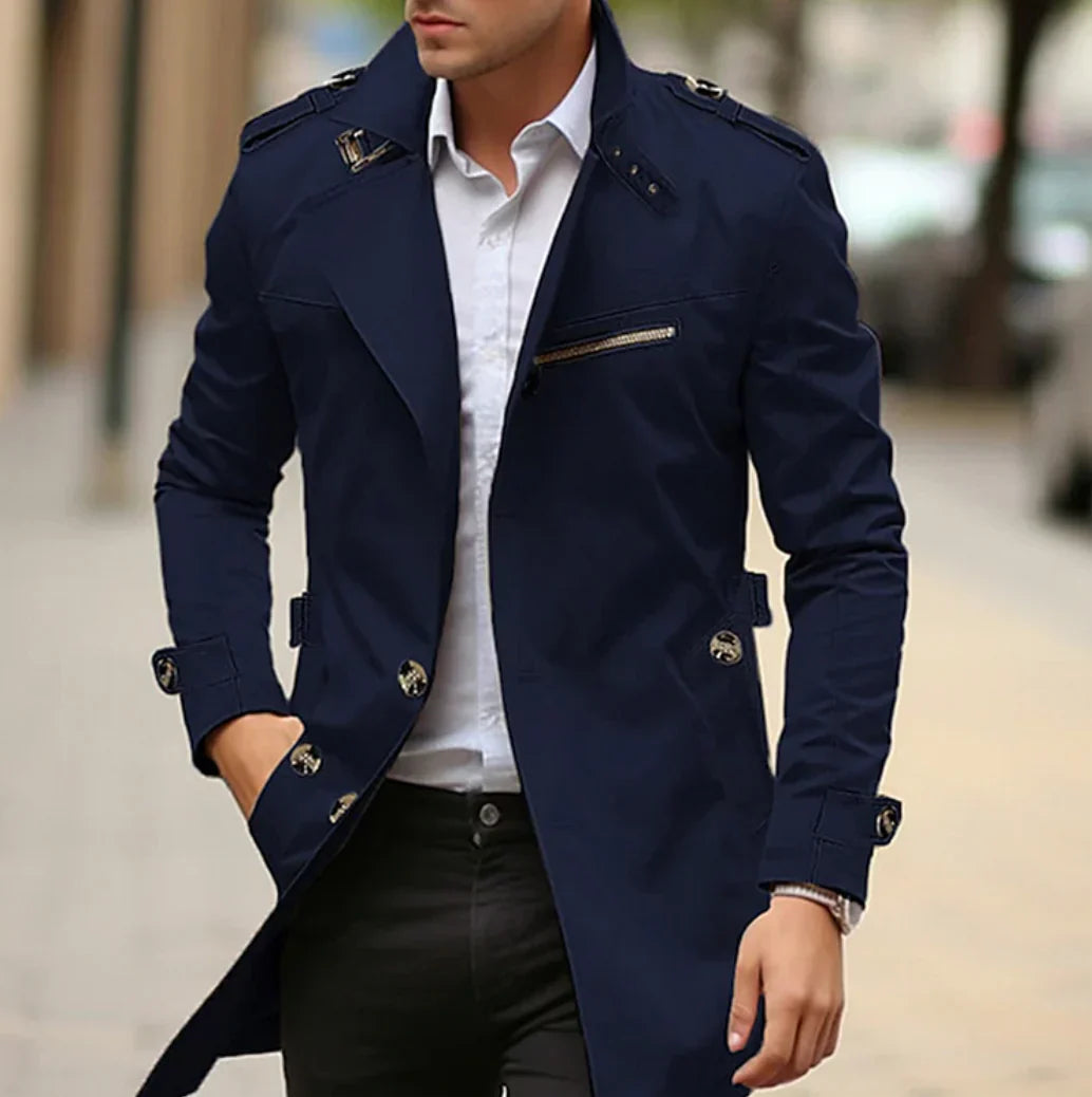 NELIO Elegant Spring Trench Coat For Men With Warmth Retention And Easy Care Premium Italian Craftsmanship
