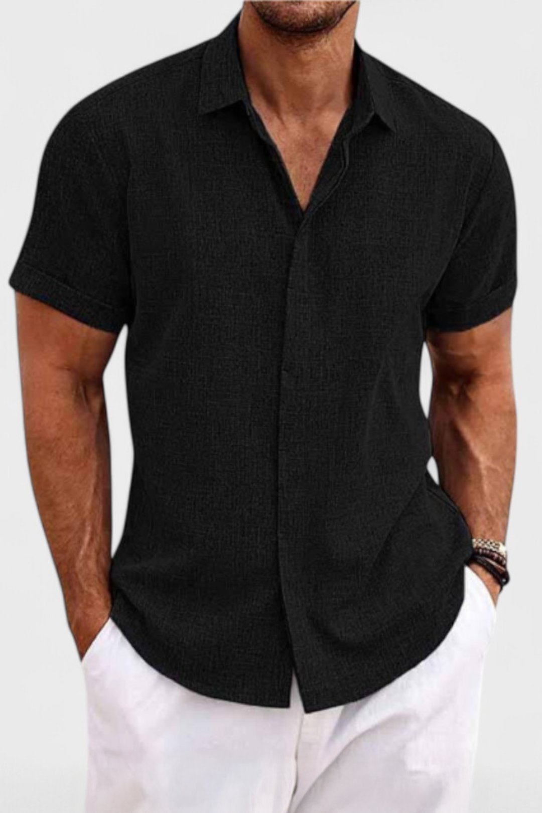 Men's Casual Short Sleeve Shirt Button Up Lightweight Breathable Regular Fit Essential